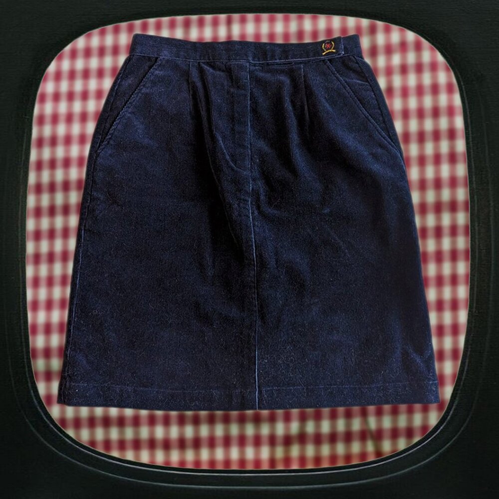 tommy hilfiger navy corduroy skirt